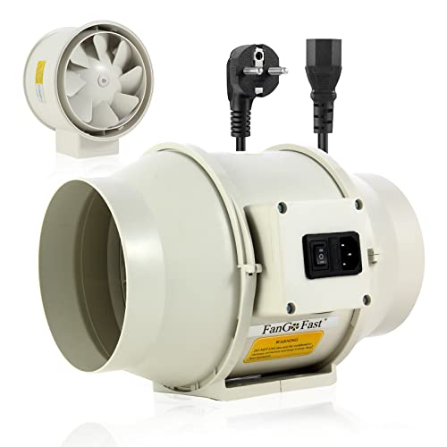 FanGoFast Extrator de ar de 200 mm com controlador ajustável, em linha ventilador extrator de conduto industrial para casa de banho, booster, loja de cultivo, garagem, cozinha