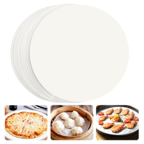 150 Folhas forno papel redondo ø 26 cm, papel antiaderente de hambúrguer redondo, papel forno redondo resistente ao calor, ao óleo para bandejas de forno, frigideiras de bolo, pizzas, forno (branco)