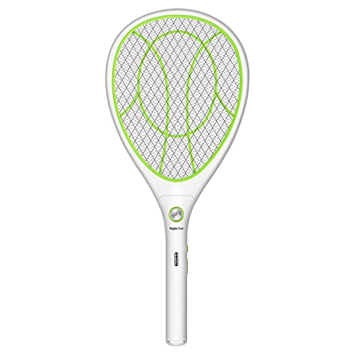 Night Cat Raquete mosquiteira elétrica: Mata moscas mosquitos elétrico anti-mosquitos inseto elétrico Fly Killer Bug Zapper 3000 V USB recarregável