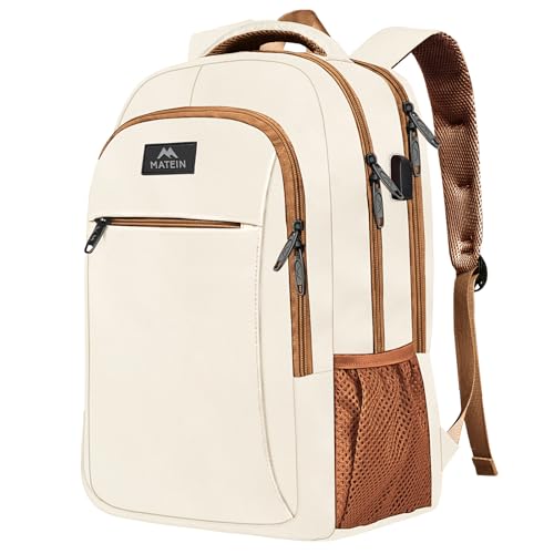 MATEIN Mochila portátil de 17 polegadas para mulher, mochila para computador portátil anti-roubo de grande capacidade com porta de carregamento USB e impermeável, portátil pack para trabalho, viagens