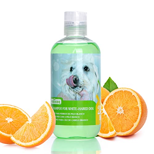 Nobleza champô para cães brancos - Eliminar manchas sem lixívia nem peróxido, champô cães cabelo branco com fragrância de laranja, champô para bichão, maltes e samoyedo 250 ml