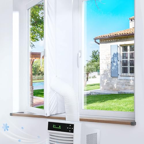 Gruntbear Kit janela ar condicionado portátil, 500 cm, selo universal para AC móvel e secador AC Window kit que bloqueia o ar quente, fácil instalação