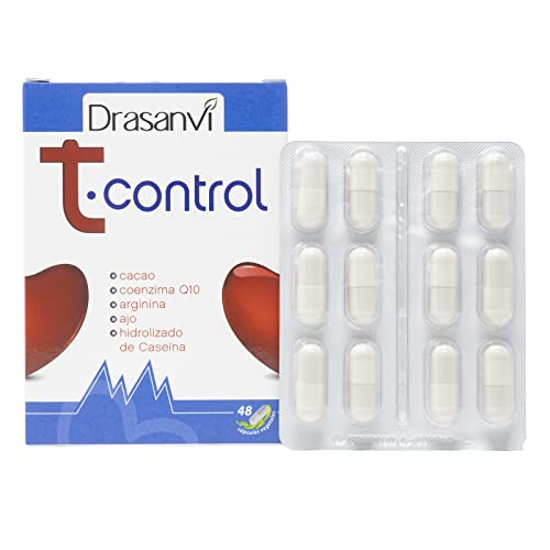 DRASANVI T - CONTROL - Cacau Arginina Acerola Caseína + Coenzima Q 10 - Ajuda a manter os níveis normais de pressão arterial - 48 cápsulas
