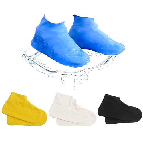 BORISCA 4 pares látex cobre sapatos impermeável chuva resistente desgaste protetor calçado chuva espesso capa impermeável para sapatos reutilizável para neve lama cobertura sapatos impermeáveis