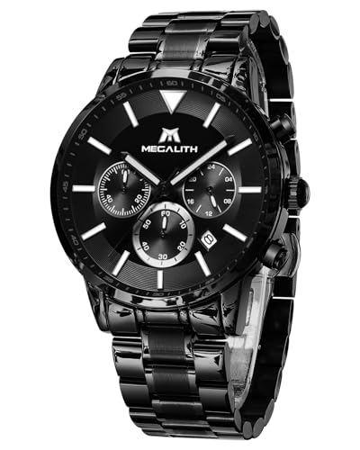 MEGALITH Relógio masculino analógico cronógrafo elegante relógio prata homem aço inoxidável com calendário relógio homem relógio homem pulseira homem quartzo