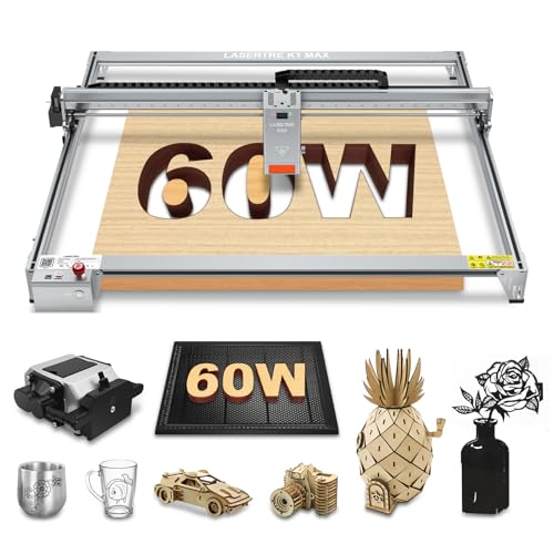 LASER TREE 60 W Gravador a laser com bomba de ar, 800 x 600 mm área de gravura, 60 W de potência de saída da máquina de gravação a laser a ar AssistFixed-Focus Spot para metal, madeira