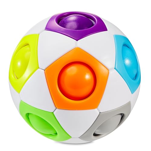 CUBIDI Bola de futebol, jogo de habilidade, quebra-cabeças crianças, quebra-cabeças 3D, cubo mágico, presente de aniversário para crianças arco-íris pequeno, bola Rubik