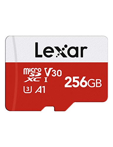 Lexar Cartão micro SD de 256 GB, cartão micro SD até 100 MB/seg, cartão de memória microSDXC com adaptador SD, A1, U3, C10, V30, Micro SD Card para Nintendo Switch, GoPro, tablet, câmara de vídeo