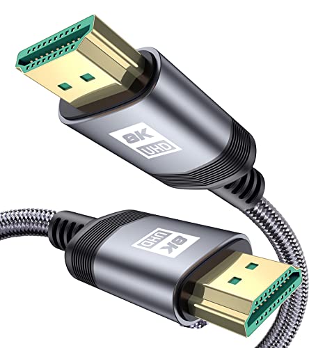 MAXGROUP Cabo HDMI 8K 7,5 m cabo 2,1 HDMI entrançado de nylon 8 K @ 120 Hz a 18 Gbps compatível 3D, função Ethernet, vídeo 4K 2160p, HD 1080p, Roku, Projecteur, Blu-Ray, PS5, Xbox/Fire TV