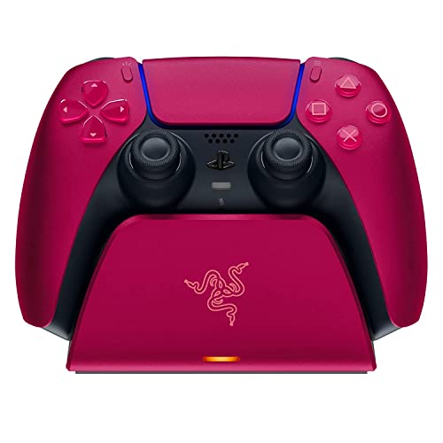 Razer Universal Quick Charging Stand - para o comando DualSense da PlayStation 5 (carregamento rápido, design de suporte curvo, alimentação USB, navegação com uma mão) vermelho cósmico