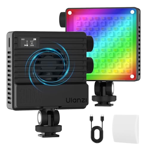 Ulanzi LE20 Luz de vídeo RGB de 360 ° a cores, 20 W luz de câmara LED de bolso ajustável 2500 K-9000 K, bateria de 5000 mAh, 20 efeitos de iluminação, luz de fotografia para TikTok, Youtube