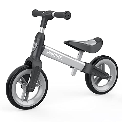 MHCYLION Bicicleta sem pedais First Bike para crianças dos 1,5 aos 4 anos até 25 kg, volante e selim de altura ajustável, cadeado para volante ultraleve para meninos e meninas, preto