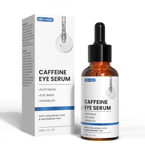Sérum contorno olhos com ácido hiale cafeína, soro anti-rugas para reduzir as orelhas, bolsas e linhas de expressão, formulado para homens e mulheres (30 ml)