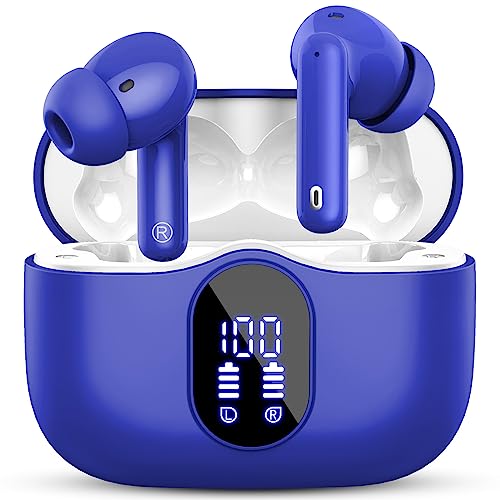 Auriculares sem fios, Bluetooth 5.3 com HD microfone estéreo HiFi ecrã LED, redução de ruído, 13 mm controlador dinâmico, IP7 impermeável 36H capacetes sem fios