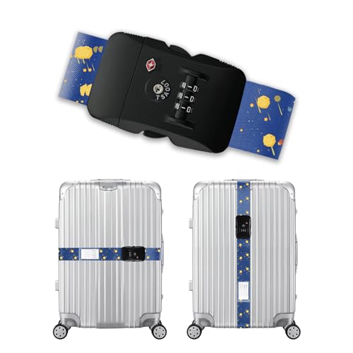 Veki Trelas de bagagem ajustáveis, correia para malas de viagem, cinto de bagagem com TSA fechadura de combinação, acessórios de viagem para reconhecer fácil bagagem para 20 a 32 polegadas (padrão