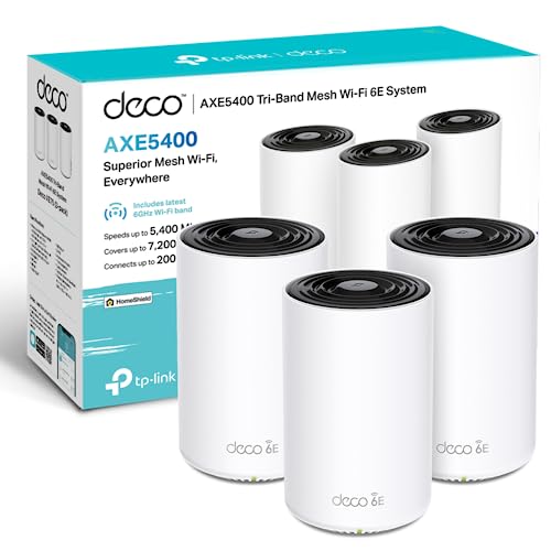 TP-Link Deco XE75 Mesh WLAN Set (pacote de 3), router e leitor de tribanda Wi-Fi 6E, AXE5400, 3 portas Gigabit para cada unidade, para casas de 4 a 7 quartos, proteção juvenil integral, WPA33 12