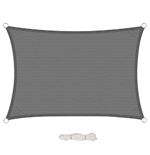 EUGAD Toldo vela de sombra retangular triangular, toldo HDPE exterior impermeável à prova de vento com proteção UV para pátio, jardim, varanda, exterior