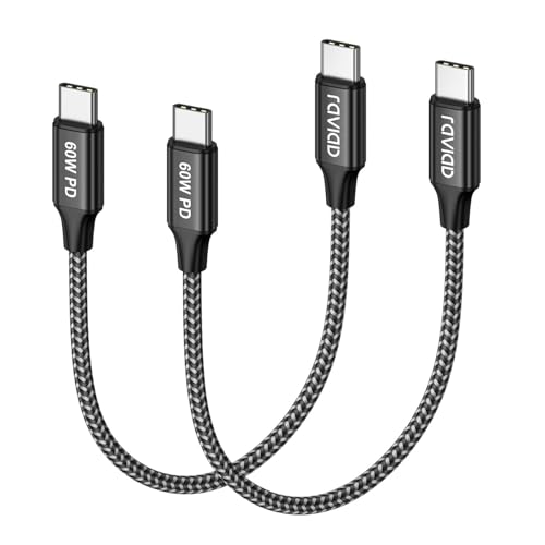 RAVIAD Cabo USB C a USB C curto [2 pacotes 0,15 m], cabo tipo C a tipo C com Power Delivery 60 W carregamento rápido para iPhone 16 15 Pro Max, Samsung Galaxy S24/S23/S22/S21, Huawei P40, OnePlus,