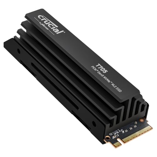 Crucial T705 SSD 4TB PCIe Gen5 NVMe M.2 SSD interno Gaming com dissipador premium, até 14,100 MB/s, Microsoft DirectStorage, compatibilidade PCIe 4.0, disco rígido SSD - CT4000T705SSD5
