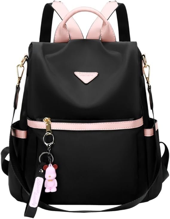 Leathario Mochila de mulher em nylon com bolsos, mochila multifuncional casual para uso diário como viagens, escola, compras, visitas e universidade