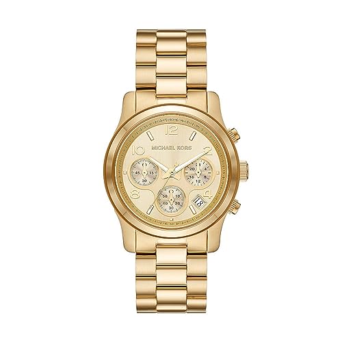 Michael Kors Reloj Runway para Mujer, Movimiento cronógrafo de Cuarzo con Correa de Acero Inoxidable o Acetato