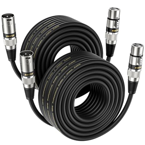 EBXYA Cabo XLR de microfone, 15 m, 2 unidades, masculino para feminino, simétrico para misturador, estúdio de gravação