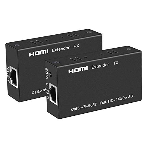 Ozvavzk Extensor HDMI Extender 200 ft 60 m HDMI para RJ45 sobre Cat5e/6/7 Ethernet transmissor recetor HDMI suporte 1080P@60Hz 3D EDID POC cabo extensor de PC DVD Sky HD Box PS3/4 caixa de satélite