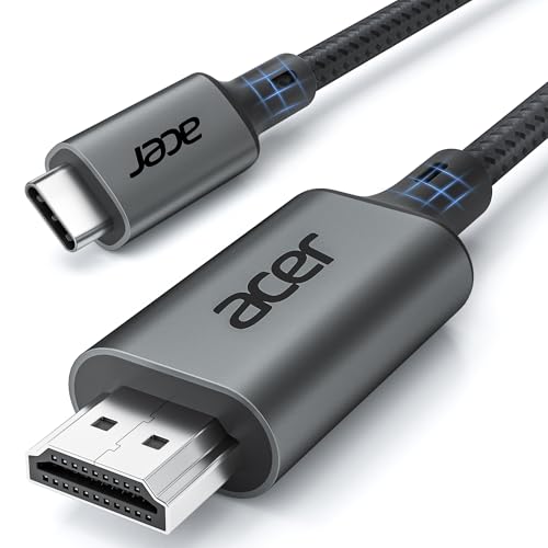 acer Cabo USB C para HDMI 4K@60Hz, Thunderbolt 3/4 cabo de tipo C a HDMI 2.0, compatível com iPhone 16 Pro Max, MacBook Air/Pro, Surface Pro, Galaxy S25 Ultra - 2 metros