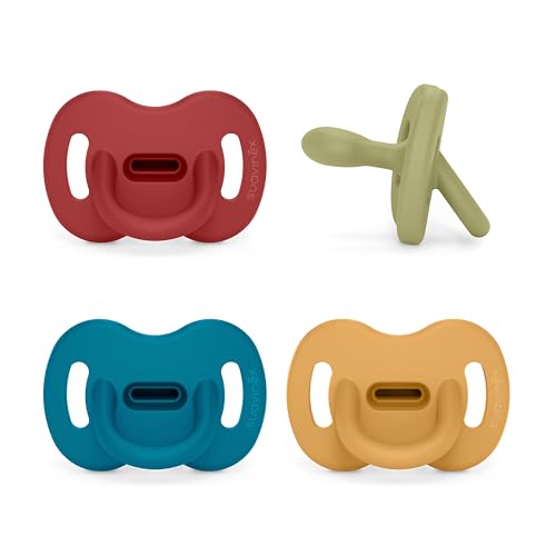 Suavinex, Conjunto de 4 chupetas, para bebés de 6 a 18 meses, chupeta, com cetina fisiológica SX Pro, super branco e flexível, ideal para dormir. Honey, lago, ocean, chili