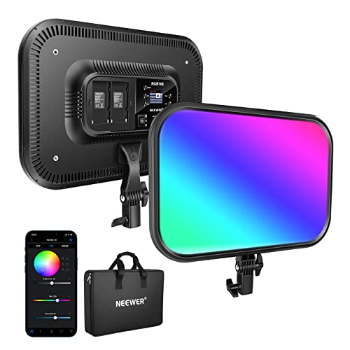 NEEWER Painel de luz de 18,3" Painel de luz LED com foco RGB com controlo App, 360 ° a cores, 1 embalagem 60 W 2500 K ~ 8500 K painel RGB CRI/TLCI 97 com 17 efeitos para jogos Youtube iluminação