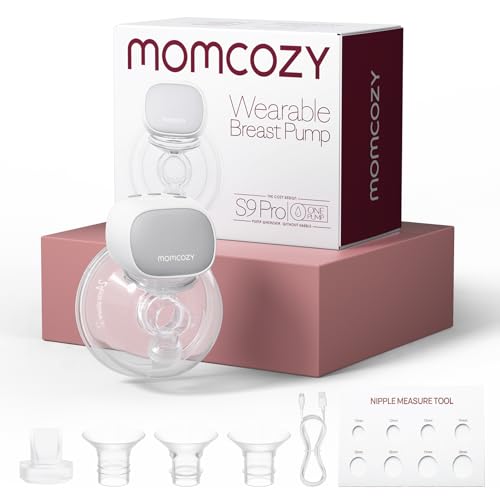 Momcozy S9 Pro Saquetes elétricos atualizados, removedor de leite mãos livres com ecrã LED, extrator de leite elétrico portátil com 2 modos e 9 níveis (cinzento, 1 pacote)