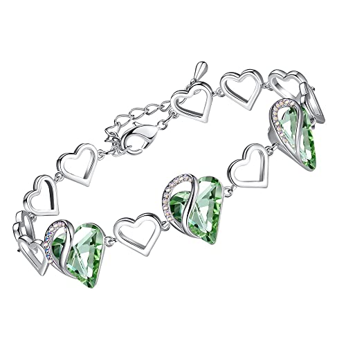Leafael Birthstone Coração pulseira mulher | Birthstone pulseiras com cristais curativos | livre de alergias pulseira mulher com caixa de presente incluída