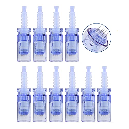 12 Pin Micro Needles Dermapen agulhas de substituição pontas ranhura para cartucho, Bajonett Port, para Derma Pen elétrico anti-envelhecimento rugas, 10 peças/pacote