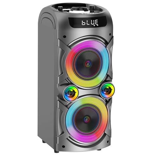 Altifalante Bluetooth portátil de 100 W, altifalante sem fios de alta potência, TWS, estéreo emparelhado, graves profundos, altifalante para festas grande com subwoofer, luz LED (preto)