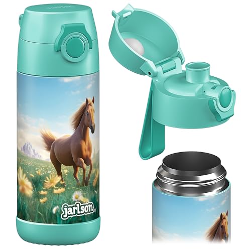 Jarlson® Garrafa de água para crianças MALI – Garrafa de água térmica de aço inoxidável, sem BPA, à prova de fugas, garrafa infantil - 350 ml