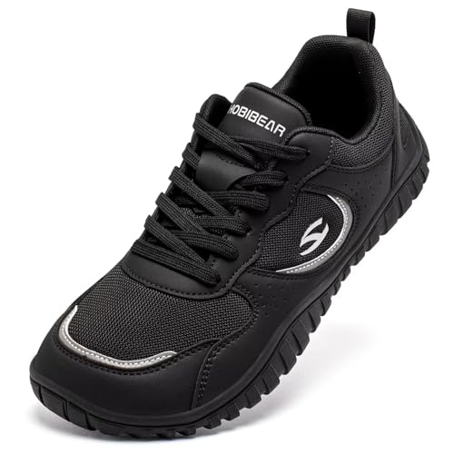 HOBIBEAR Sapatos descalços para homem e mulher, biqueira larga, sapatilhas confortáveis de corrida em trilho