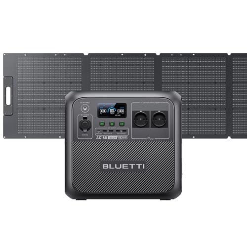 BLUETTI AC180 Gerador solar com painel solar de 200 W (envio separadamente), bateria de 1152 Wh LiFePO4, 2 saídas CA de 1800 W (2700 W em pico), estação de energia portátil para campismo, viagens,