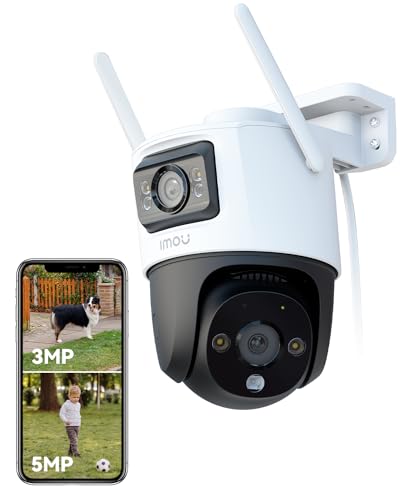 Imou Câmara de vigilância Wi-Fi exterior lentes duplas 8MP (3MP fixo 5 MP PT), visão noturna colorida até 30 m, detecção de pessoas / veículo, rastreamento automático PT, áudio bidirecional, IP66