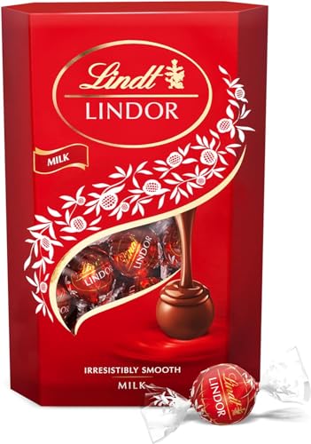 Lindt Lindor Chocolate com leite, deliciosa gostosa com interior de chocolate cremoso, bombons para oferecer, aprox. 16 unidades, 200 g