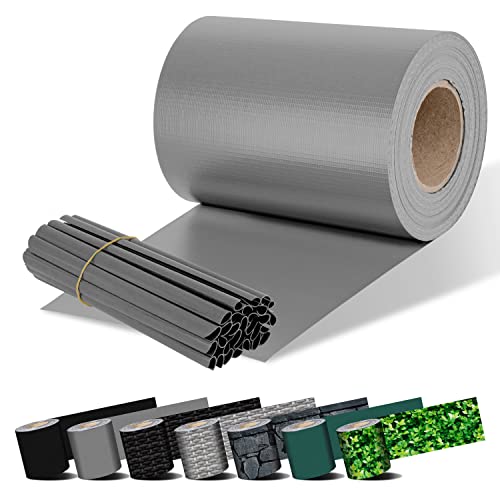 KESSER® Faixa de privacidade PVC rolo de cerca opaca de haste dupla 70 m x 19 cm, 60 clipes de fixação, resistente às intempéries e ao vento, faixa opaca cerca de jardim cercado, cinzento