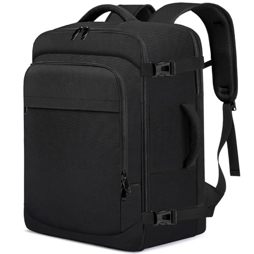 Mochila viagem cabine avião 40 x 20 x 25 para Ryanair malas de viagem bagagem de mão avião malas de viagem cabine 45 x 36 x 20 Easyjet mochilas homem mulher para computador portátil, Preto - L