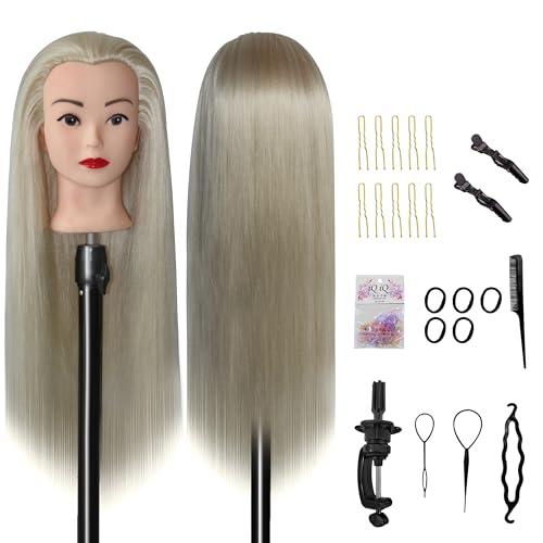Conjunto de cabeleireiro profissional para crianças, cabeça de manequim com suporte para perucas e forma de cabeça de cabeleireiro, para cabeleireiros, colegiais e escolas de cabeleireiro (ouro