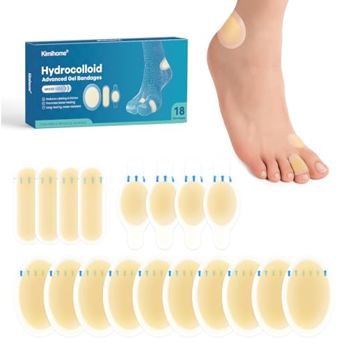 Blister hidrocoloidal para pés, 18 ligaduras de gel blister para pés, blíster cunhas para calcanhar, dedos dos pés, prevenção de ampolas para viagens, ligaduras resistentes à água (Variety Pack)