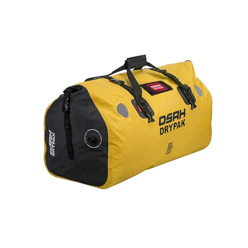 Greanthour Bolsa seca impermeável para motocicleta, bolsa de bagagem, grande espaço de armazenamento, ombros adequado para ciclismo, campismo, desportos aquáticos (amarelo, 60 l)