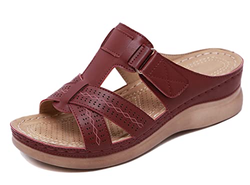 SMajong Sandálias de ponta descoberta mulher Mules plataforma moda sandália de cunha confortáveis sapatilhas sandálias de vestir