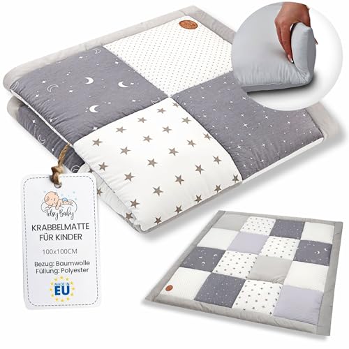 Totsy Baby Tapete de bebé acolchoado dobrável 100 x 100 cm - tapete de criança de patchwork quarto para meninos e meninas manta de jogo para bebés ou tapete de chão de crianças galáxia