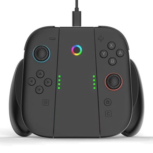 Sehawei Soporte de Carga para Nintendo Switch 2 JoyCon,Cargador Portátil con Indicadores Grip para Joy Con de Switch 2