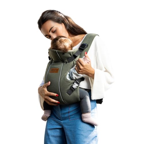 Jané Dual, mochila porta-bebés ergonómica, desde o nascimento até 15 kg, 3 posições, respirável e acolchoado, verde