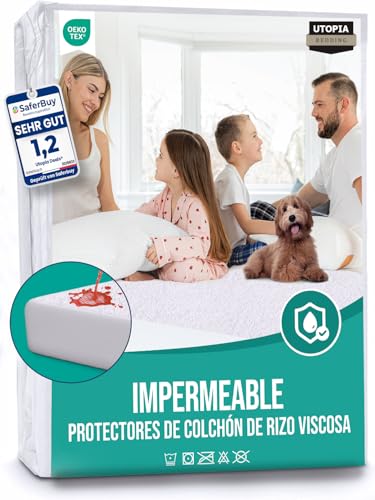 Utopia Bedding Protetor de colchão 180 x 200 x 30 cm, impermeável, viscose, certificação Oeko-Tex, capa colchão respirável, elástico em tudo
