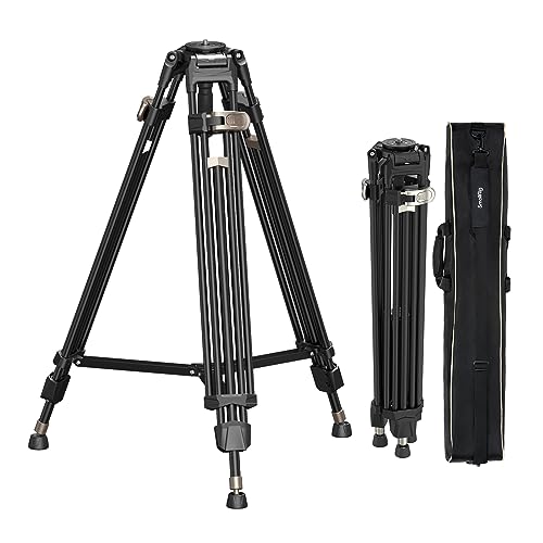 SMALLRIG Tripé de vídeo resistente, tripé profissional de 180 cm com adaptador de 75 mm, ajuste de altura numa etapa, carga de 15 kg, tripé de liga de alumínio AD-80 FreeBlazer - 4164